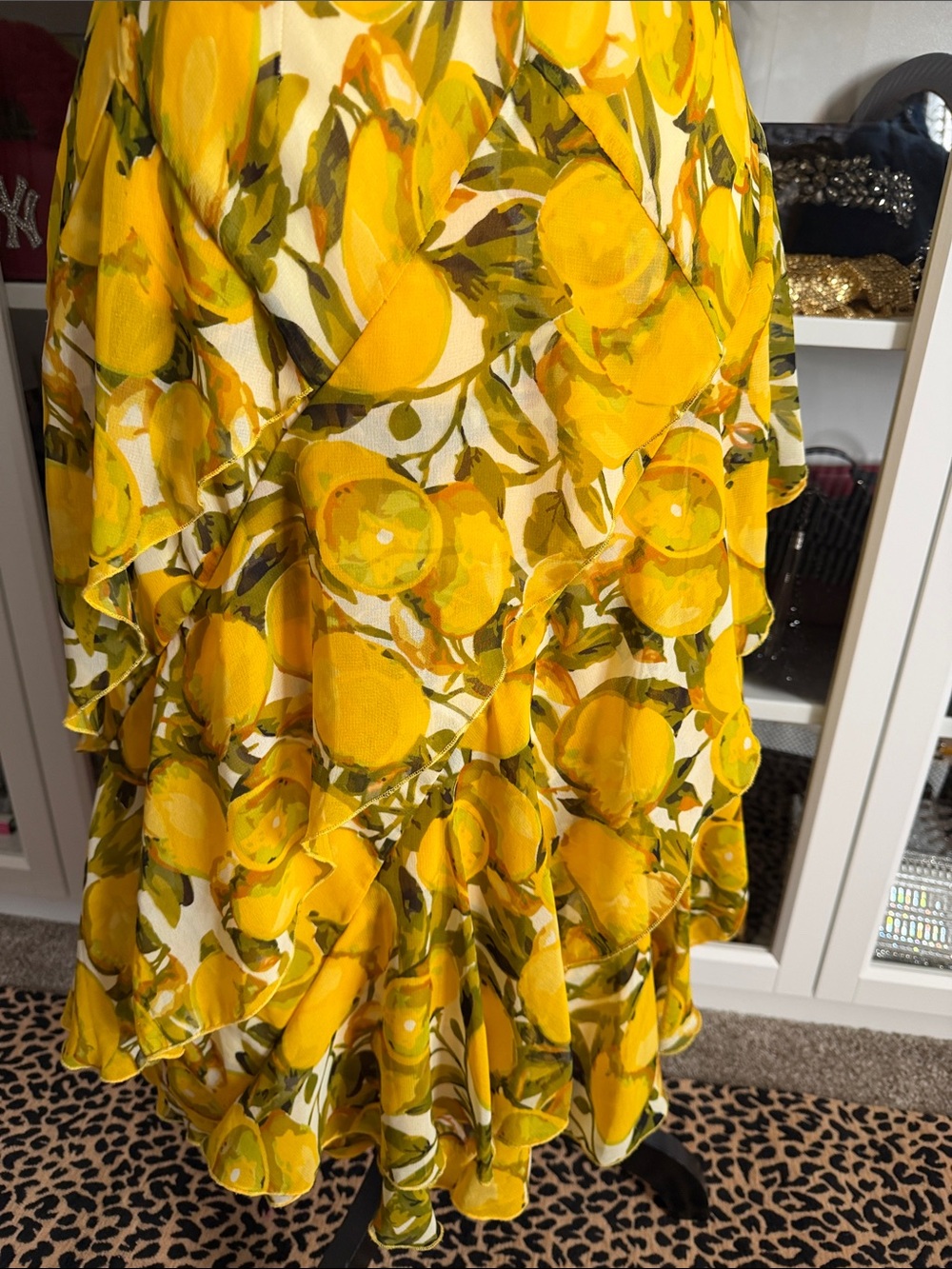 Y2K Signature by Robbie Bee Yellow Lemon-Print Ruffle Midi Dress - Picture 6 of 9